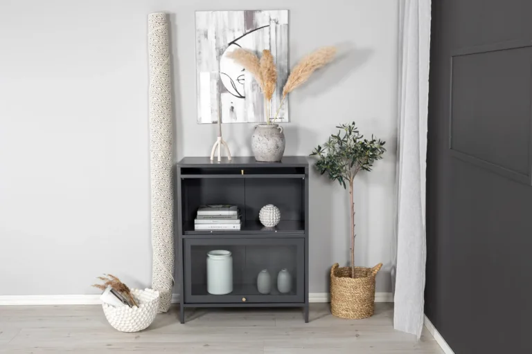 Helehall metallvitriinkapp klaasustega Bakal, 80x40x100 cm - 18078-205