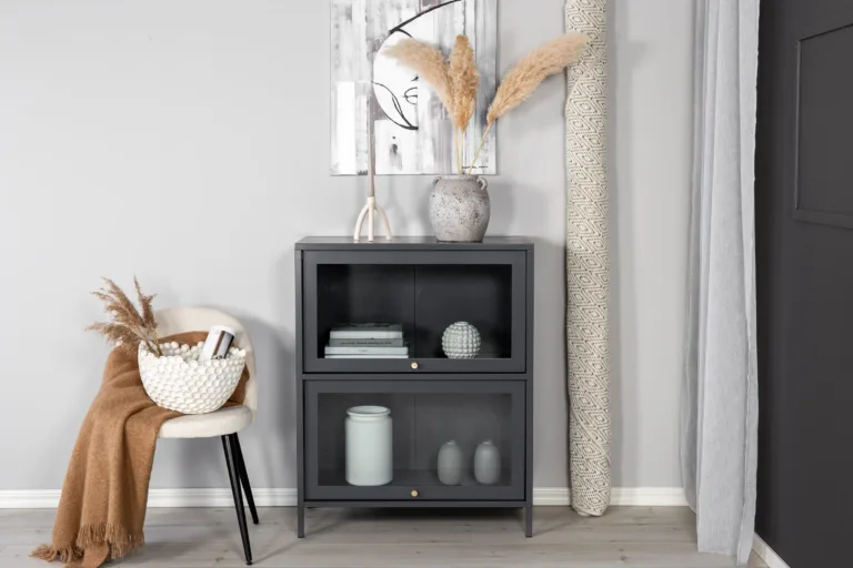 Helehall metallvitriinkapp klaasustega Bakal, 80x40x100 cm - 18078-205