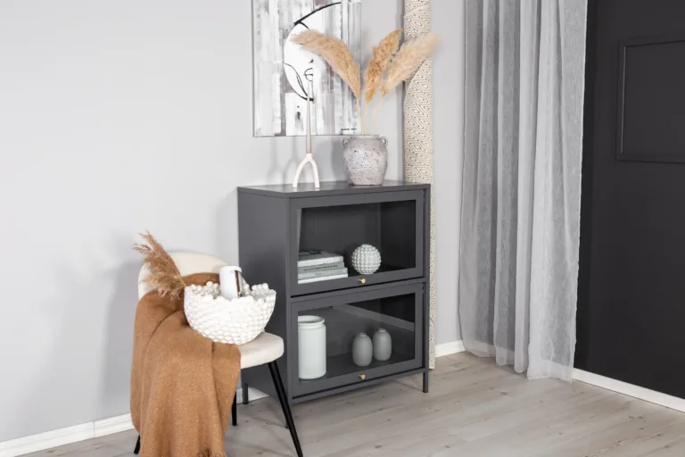 Helehall metallvitriinkapp klaasustega Bakal, 80x40x100 cm - 18078-205