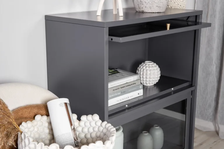 Helehall metallvitriinkapp klaasustega Bakal, 80x40x100 cm - 18078-205