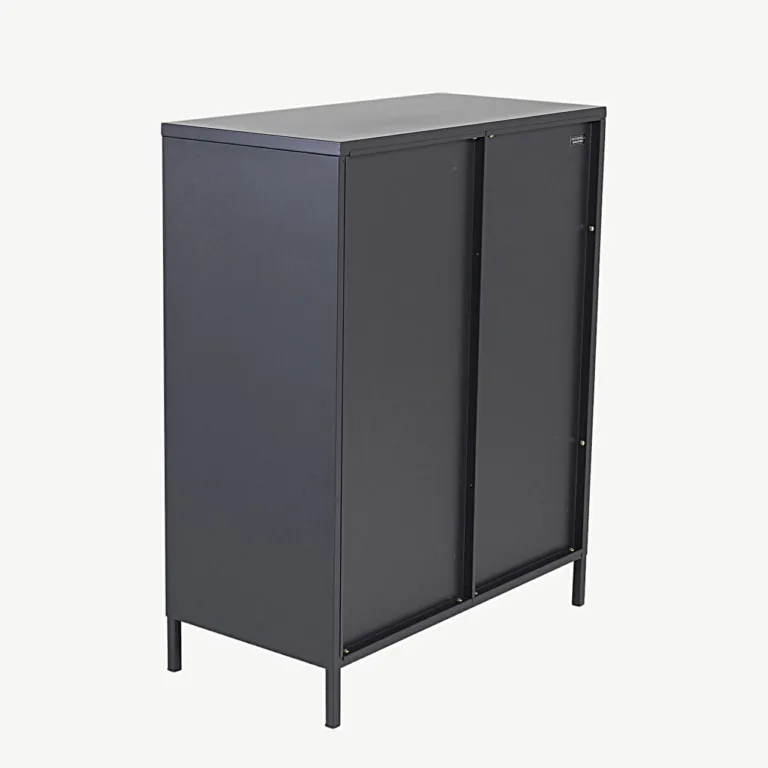 Madalate klaasustega vitriinkapp Bakal, mustast terasest, 80 × 40 × 100 cm - 18078-208