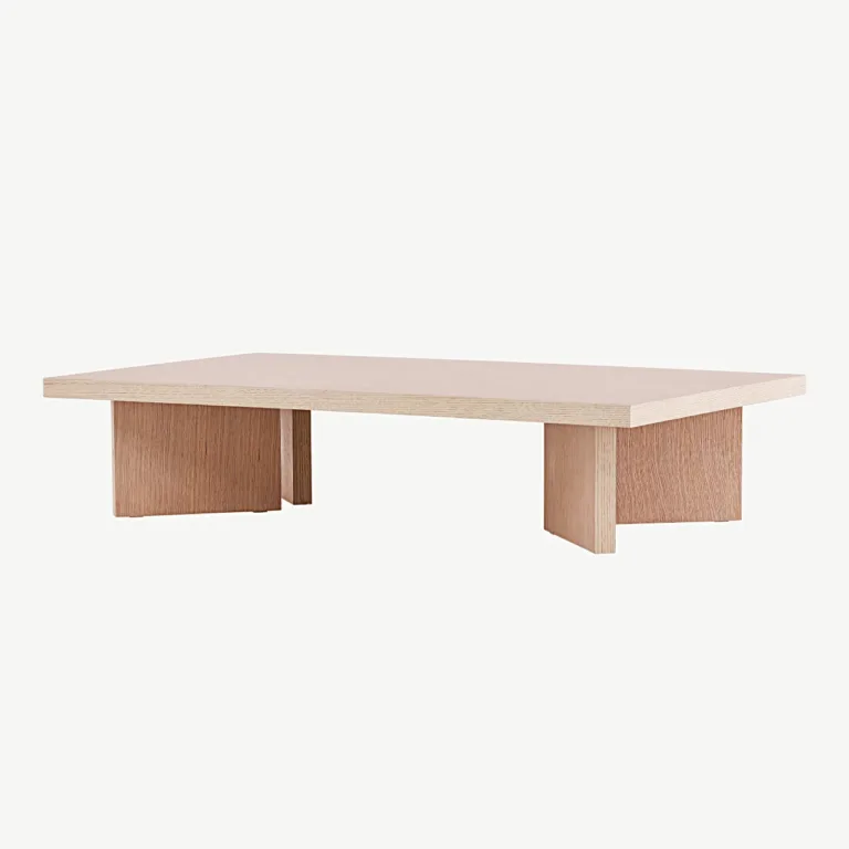 Bassholmeni diivanilaud, valgeks peitsitud MDF, 80 × 140 cm - 18094-130