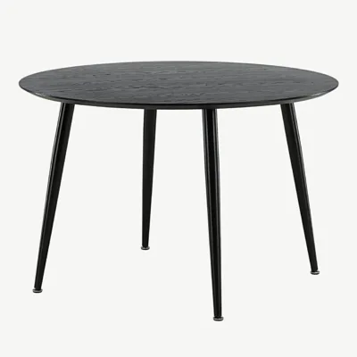 Ümmargune söögilaud Dipp, must MDF ja terasjalad, ø115 cm - 18101-888