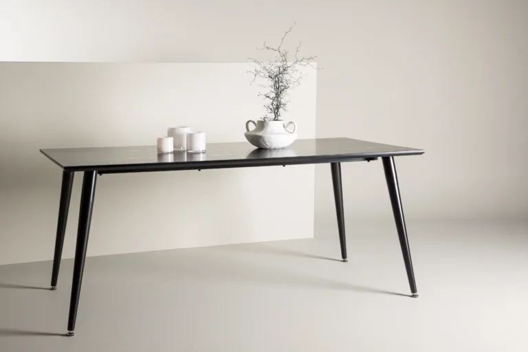 Ristkülikukujuline söögilaud Dipp mustast MDF-ist, terasjalgadega (180 × 90 cm) - 18102-888