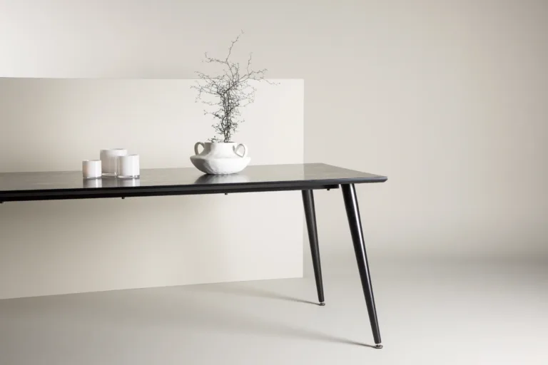 Ristkülikukujuline söögilaud Dipp mustast MDF-ist, terasjalgadega (180 × 90 cm) - 18102-888