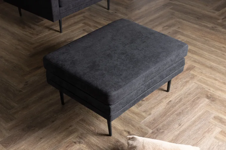 Must polüester-linasegust tumbaga Boom metalljalgadel (90 × 70 cm) - 18550-100