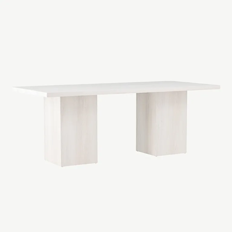 Valge peitsiga ristkülikukujuline söögilaud Olga, MDF-ist, 200 × 90 cm - 18901-000