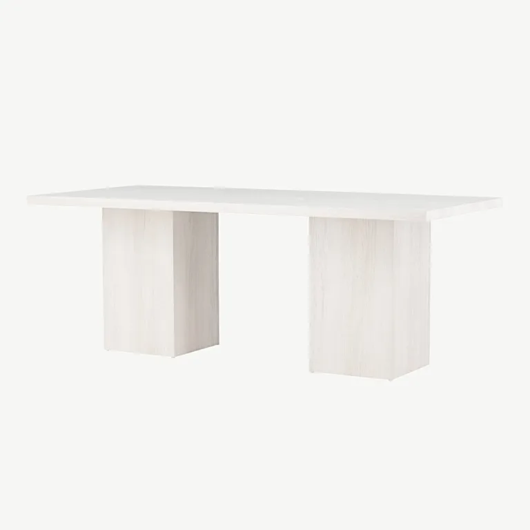 Valge peitsiga ristkülikukujuline söögilaud Olga, MDF-ist, 200 × 90 cm - 18901-000