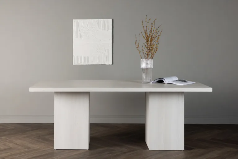 Valge peitsiga ristkülikukujuline söögilaud Olga, MDF-ist, 200 × 90 cm - 18901-000