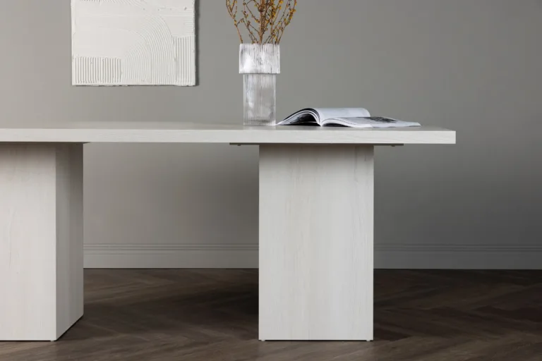 Valge peitsiga ristkülikukujuline söögilaud Olga, MDF-ist, 200 × 90 cm - 18901-000