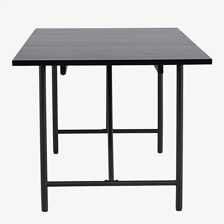 Astrid söögilaud, mattmust MDF ja teras, 200 × 90 cm - 18902-508