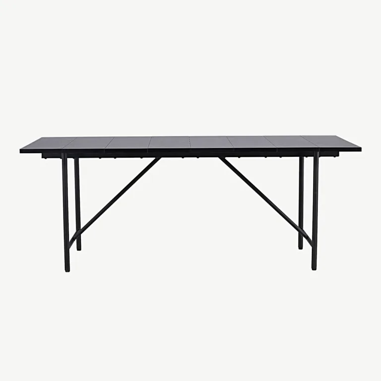 Astrid söögilaud, mattmust MDF ja teras, 200 × 90 cm - 18902-508