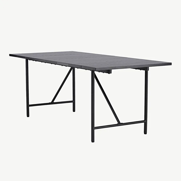 Astrid söögilaud, mattmust MDF ja teras, 200 × 90 cm - 18902-508