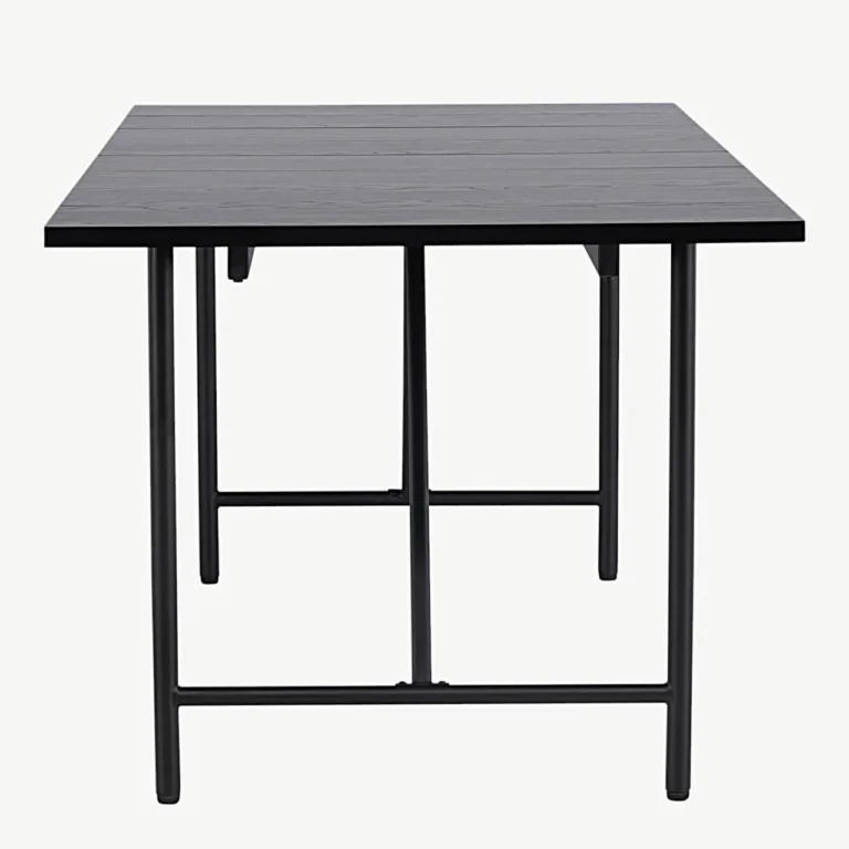 Astrid söögilaud, mattmust MDF ja teras, 200 × 90 cm - 18902-508