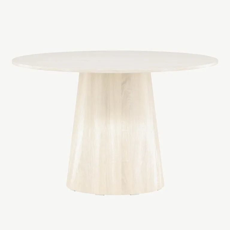 Lanzo ümmargune söögilaud, valge peitsiga MDF, Ø120 cm - 18903-130