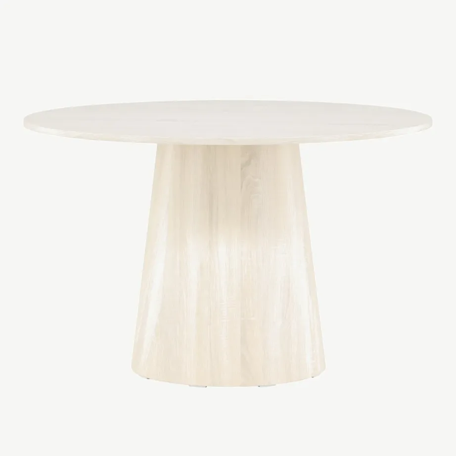 Lanzo ümmargune söögilaud, valge peitsiga MDF, Ø120 cm, 18903-130 – 2