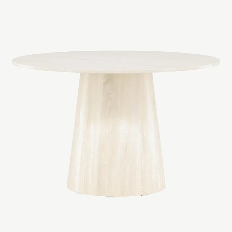 Lanzo ümmargune söögilaud, valge peitsiga MDF, Ø120 cm - 18903-130