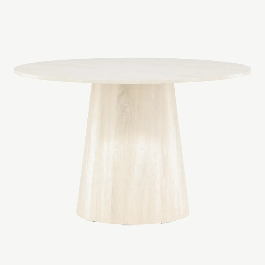 Lanzo ümmargune söögilaud, valge peitsiga MDF, Ø120 cm, 18903-130 – 3