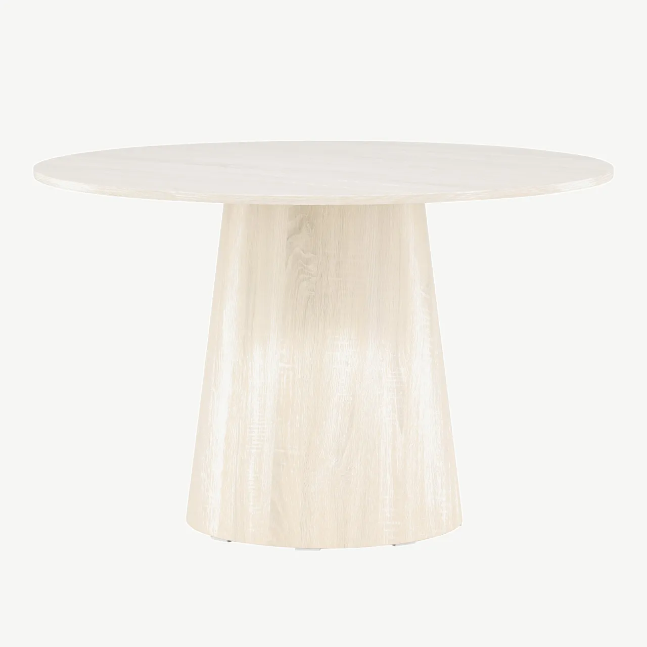 Lanzo ümmargune söögilaud, valge peitsiga MDF, Ø120 cm - 18903-130