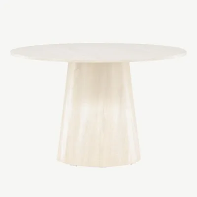 Lanzo ümmargune söögilaud, valge peitsiga MDF, Ø120 cm - 18903-130