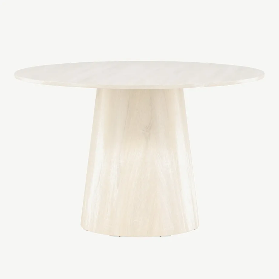 Lanzo ümmargune söögilaud, valge peitsiga MDF, Ø120 cm, 18903-130 – 4