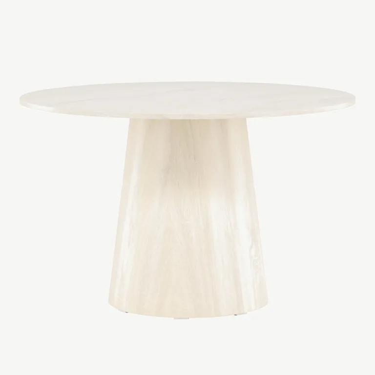 Lanzo ümmargune söögilaud, valge peitsiga MDF, Ø120 cm - 18903-130