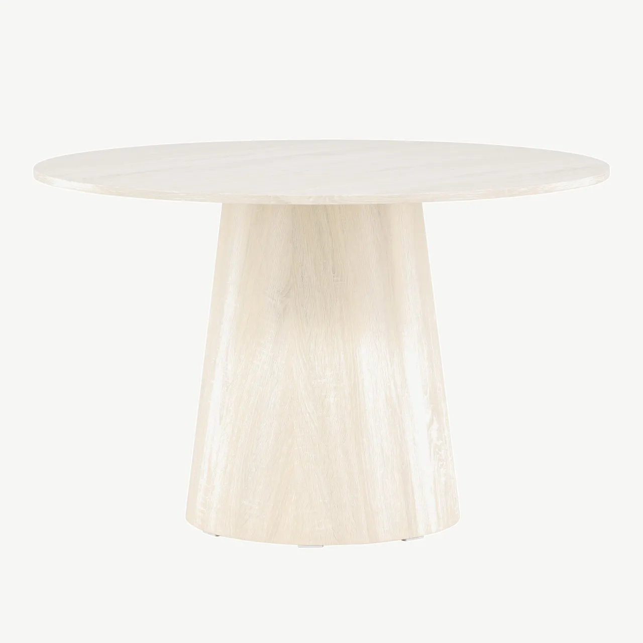 Lanzo ümmargune söögilaud, valge peitsiga MDF, Ø120 cm - 18903-130