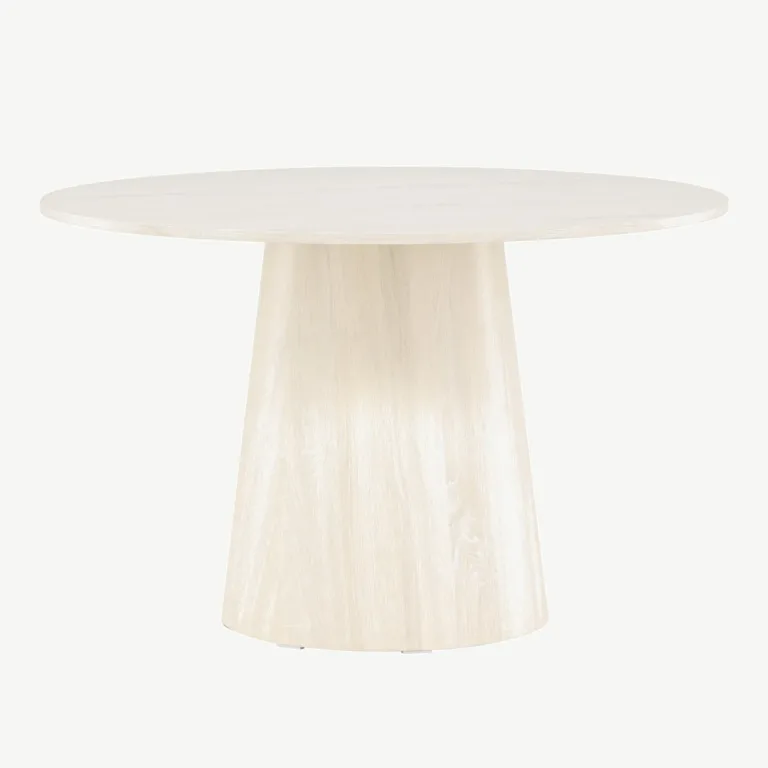 Lanzo ümmargune söögilaud, valge peitsiga MDF, Ø120 cm - 18903-130