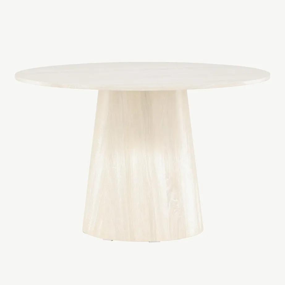 Lanzo ümmargune söögilaud, valge peitsiga MDF, Ø120 cm, 18903-130 – 6