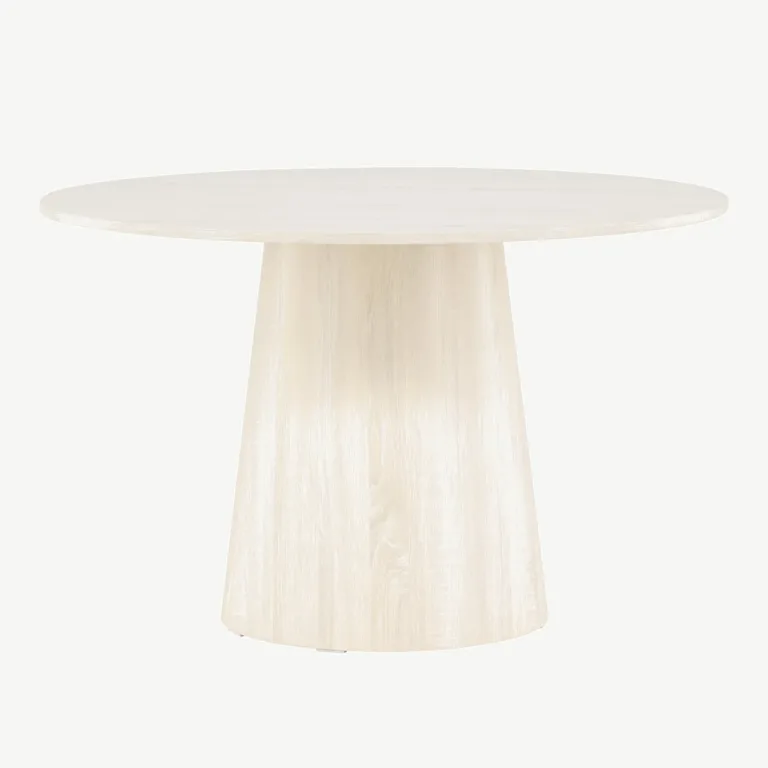 Lanzo ümmargune söögilaud, valge peitsiga MDF, Ø120 cm - 18903-130