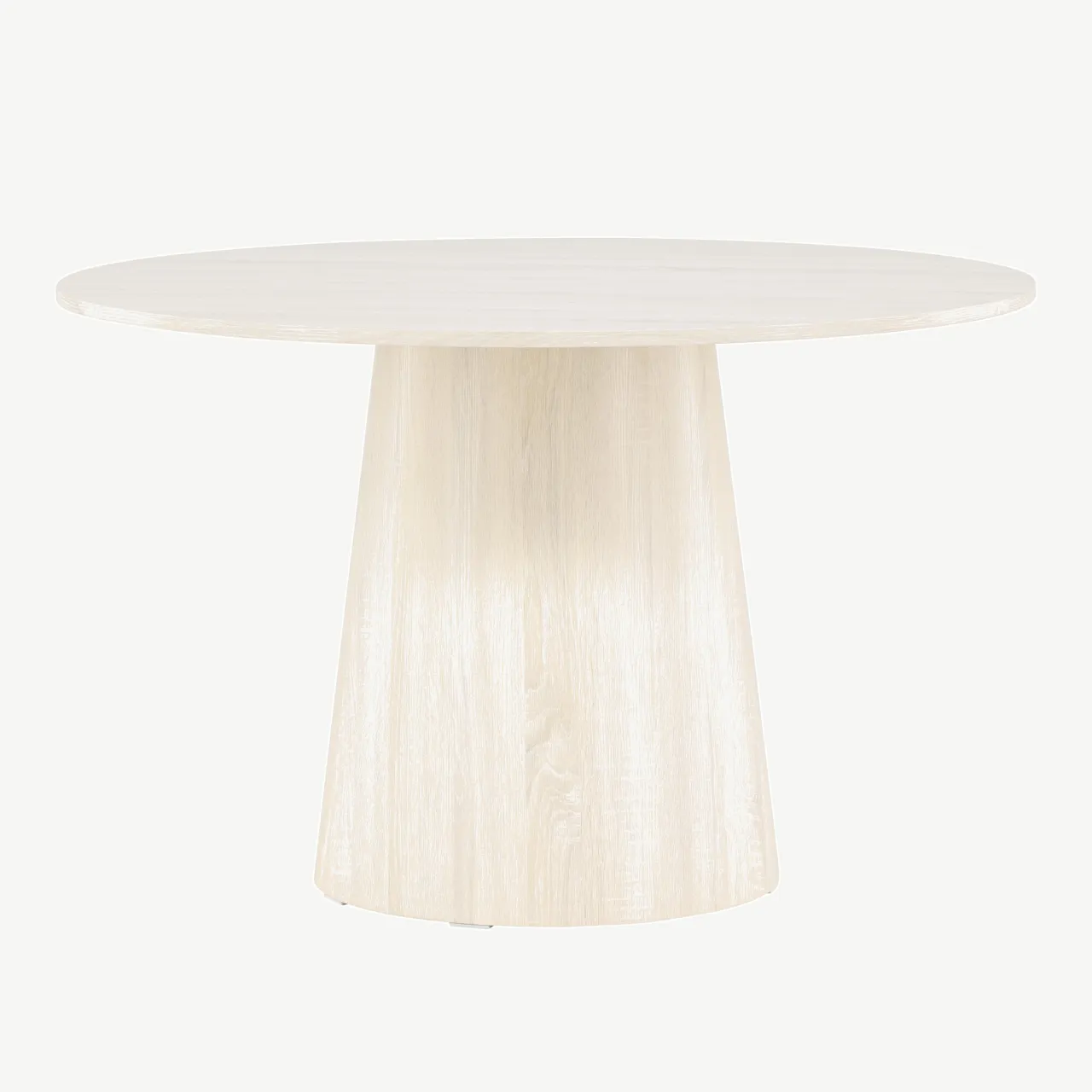 Lanzo ümmargune söögilaud, valge peitsiga MDF, Ø120 cm - 18903-130