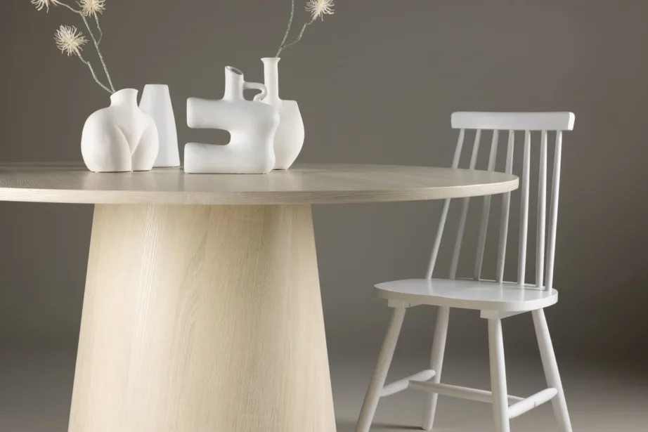 Lanzo ümmargune söögilaud, valge peitsiga MDF, Ø120 cm, 18903-130 – 10