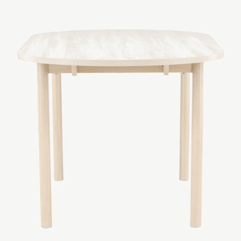 Valge peitsiga ovaalne söögilaud Andy, MDF-plaadist ja terasjalgadel, 180 x 90 cm - 18905-130