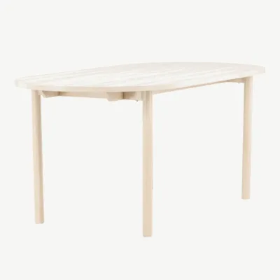 Valge peitsiga ovaalne söögilaud Andy, MDF-plaadist ja terasjalgadel, 180 x 90 cm - 18905-130
