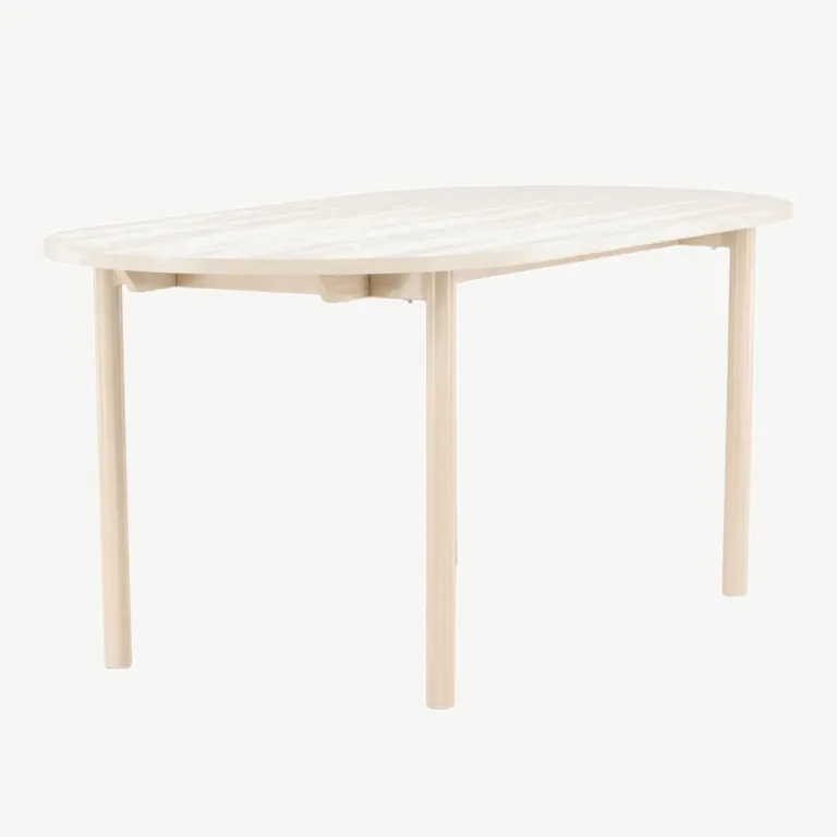 Valge peitsiga ovaalne söögilaud Andy, MDF-plaadist ja terasjalgadel, 180 x 90 cm - 18905-130