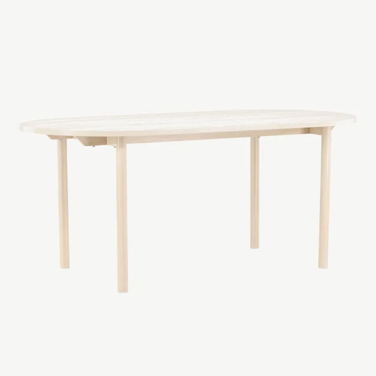 Valge peitsiga ovaalne söögilaud Andy, MDF-plaadist ja terasjalgadel, 180 x 90 cm - 18905-130