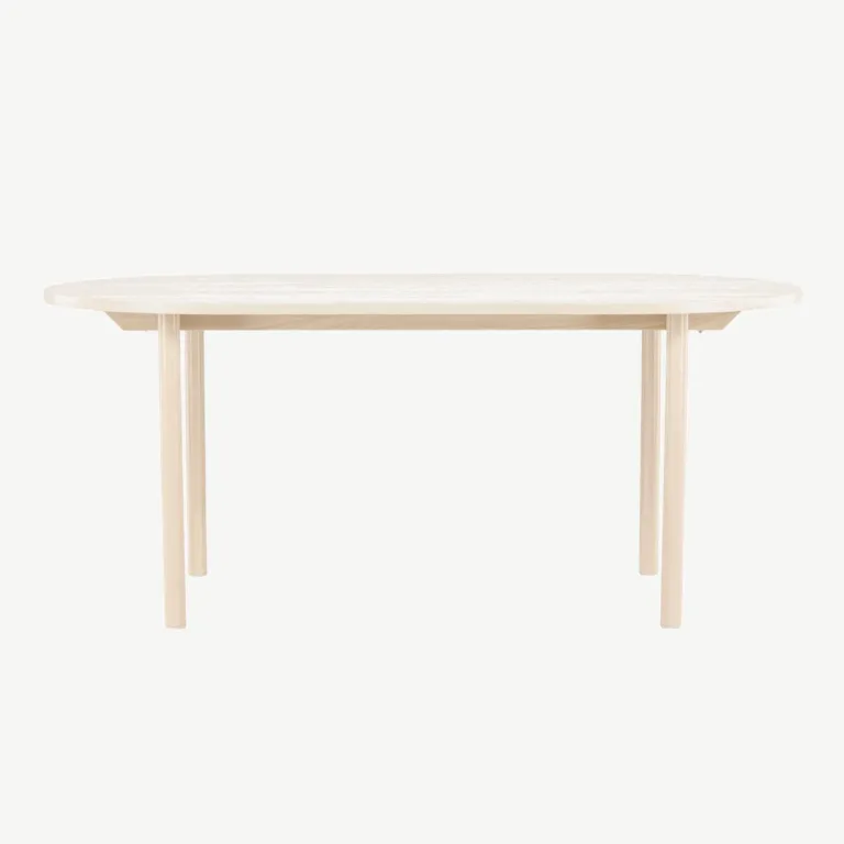 Valge peitsiga ovaalne söögilaud Andy, MDF-plaadist ja terasjalgadel, 180 x 90 cm - 18905-130