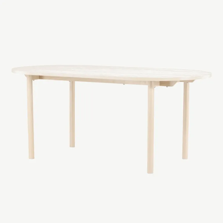Valge peitsiga ovaalne söögilaud Andy, MDF-plaadist ja terasjalgadel, 180 x 90 cm - 18905-130