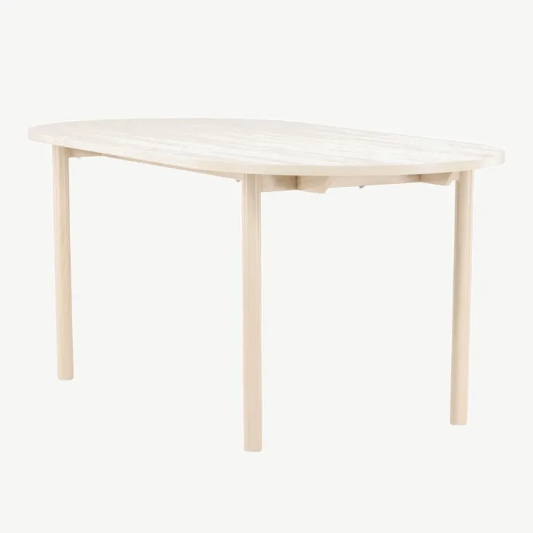 Valge peitsiga ovaalne söögilaud Andy, MDF-plaadist ja terasjalgadel, 180 x 90 cm - 18905-130