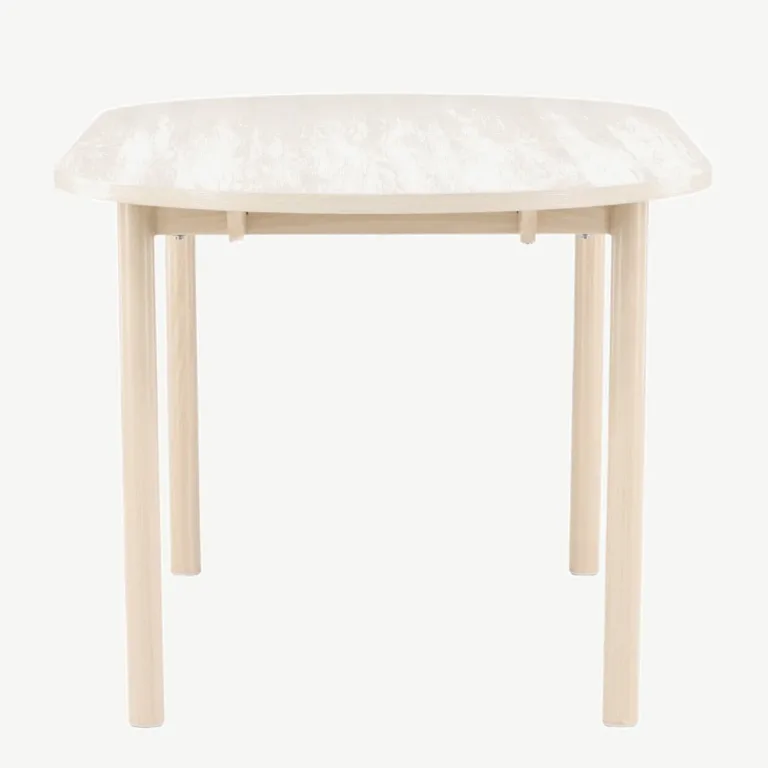 Valge peitsiga ovaalne söögilaud Andy, MDF-plaadist ja terasjalgadel, 180 x 90 cm - 18905-130