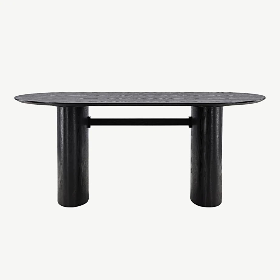 Isolde ovaalne must MDF-söögilaud, 180 × 90 cm, 18907-881 – 4