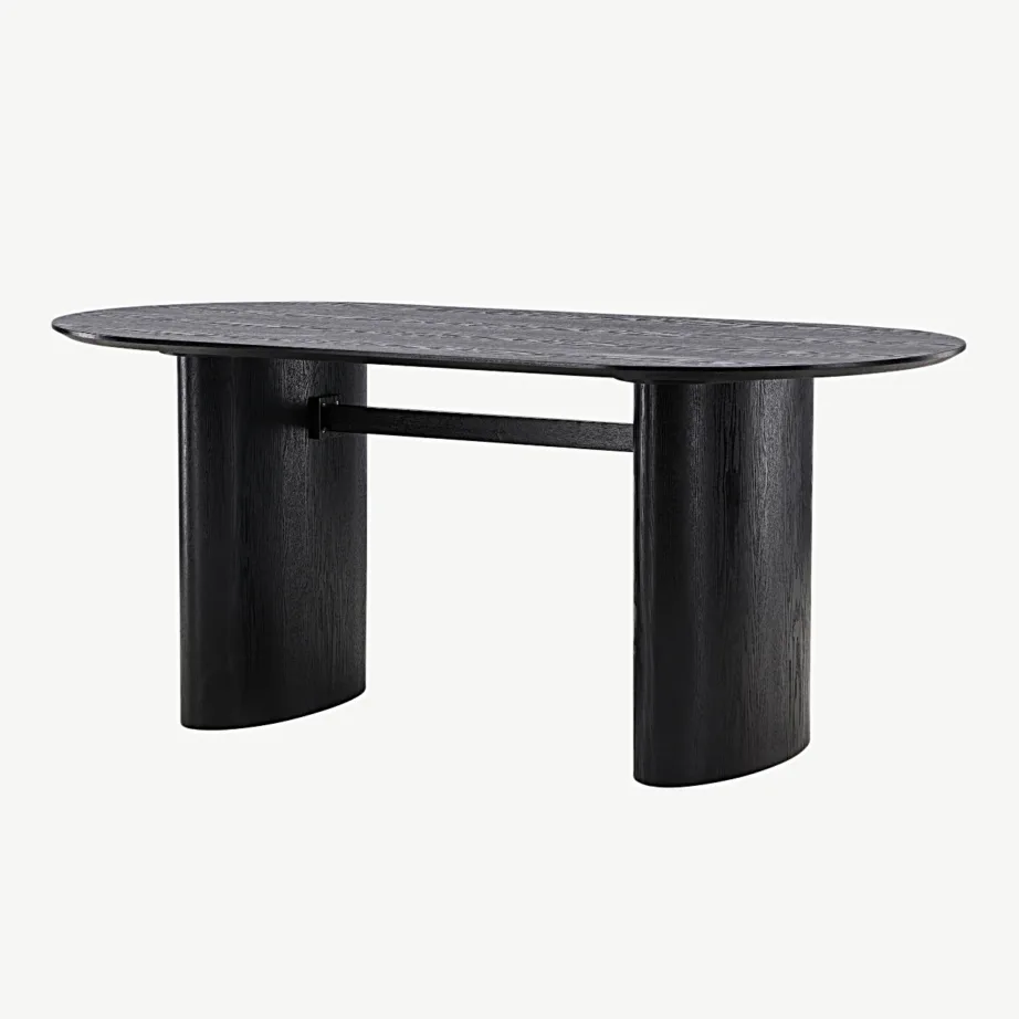 Isolde ovaalne must MDF-söögilaud, 180 × 90 cm, 18907-881 – 5