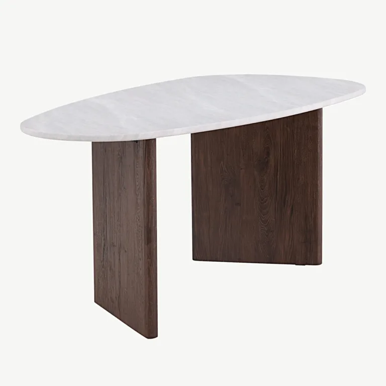 Helehall ovaalne söögilaud Grönvik – MDF, mokka toonis jalad, 180×90 cm - 18914-490
