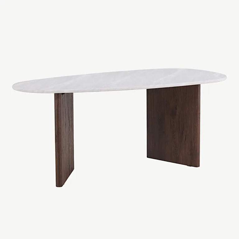 Helehall ovaalne söögilaud Grönvik – MDF, mokka toonis jalad, 180×90 cm - 18914-490