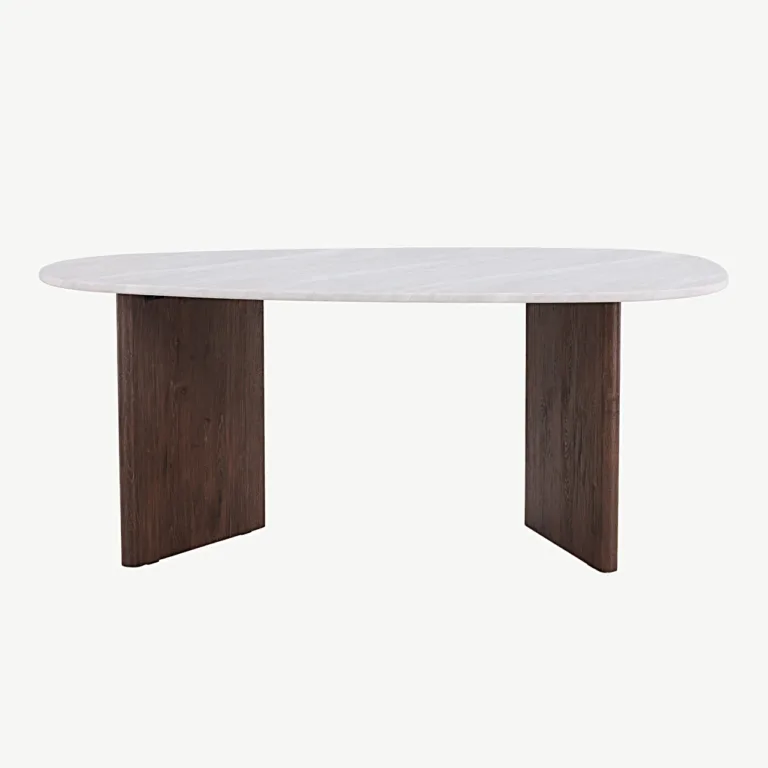 Helehall ovaalne söögilaud Grönvik – MDF, mokka toonis jalad, 180×90 cm - 18914-490
