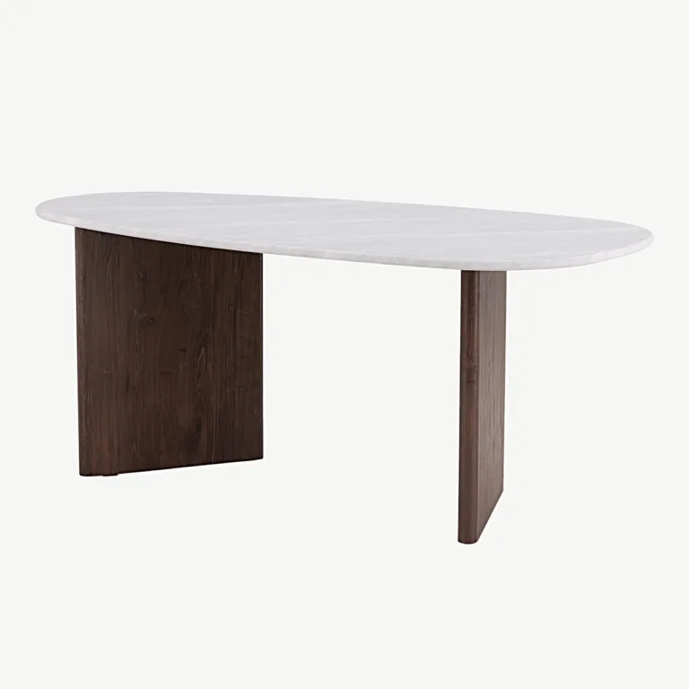 Helehall ovaalne söögilaud Grönvik – MDF, mokka toonis jalad, 180×90 cm - 18914-490