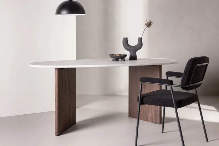 Helehall ovaalne söögilaud Grönvik – MDF, mokka toonis jalad, 180×90 cm - 18914-490