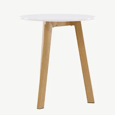 Ümmargune söögilaud Leonora, valge MDF, tamme imiteerivad jalad, ø65 cm - 18917-360