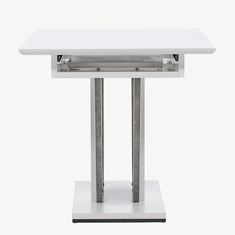 Laiendatav söögilaud Disa (valge/hall MDF, 120–160 × 80 cm) - 18918-855