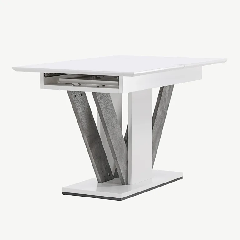 Laiendatav söögilaud Disa (valge/hall MDF, 120–160 × 80 cm) - 18918-855